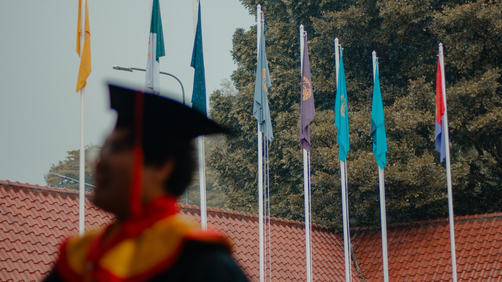 A graduation ceremony with a student in a cap