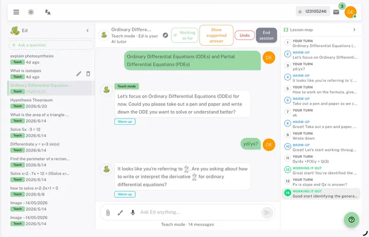 EdSpark system screen: AI Tutor