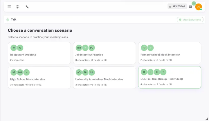 EdSpark system screen: Talk Anytime